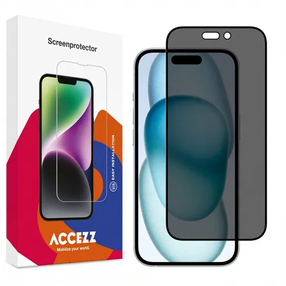 Accezz Gehard Glas Privacy Screenprotector iPhone 15 Plus Transparant