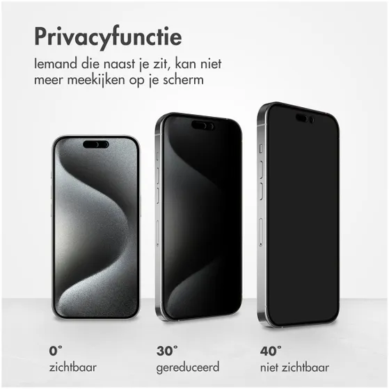 Accezz Gehard Glas Privacy Screenprotector iPhone 15 Pro Max Transparant
