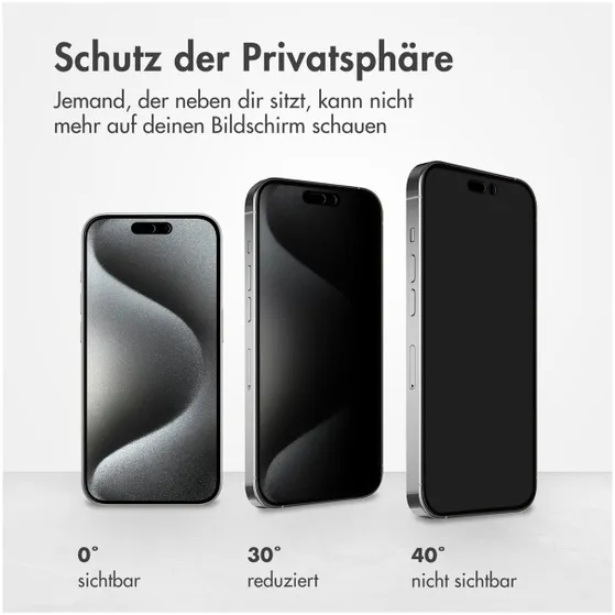 Accezz Gehard Glas Privacy Screenprotector iPhone 15 Pro Max Transparant