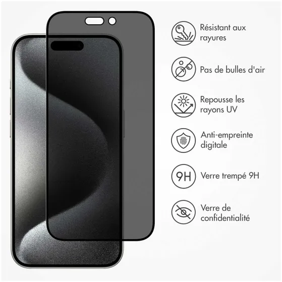 Accezz Gehard Glas Privacy Screenprotector iPhone 15 Pro Max Transparant