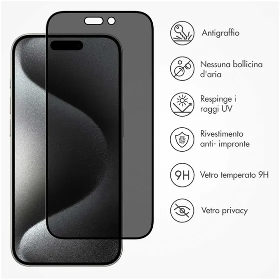 Accezz Gehard Glas Privacy Screenprotector iPhone 15 Pro Max Transparant