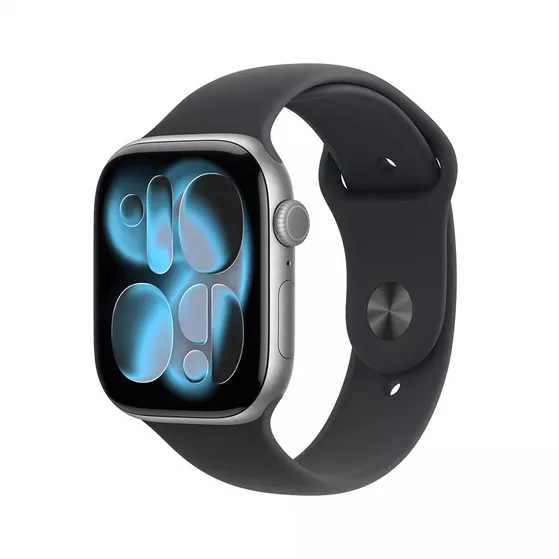 Apple Watch Series 11 GPS + Cellular 46mm Space Grey Aluminium Case met Black Sport Band - M/L Spacegrijs