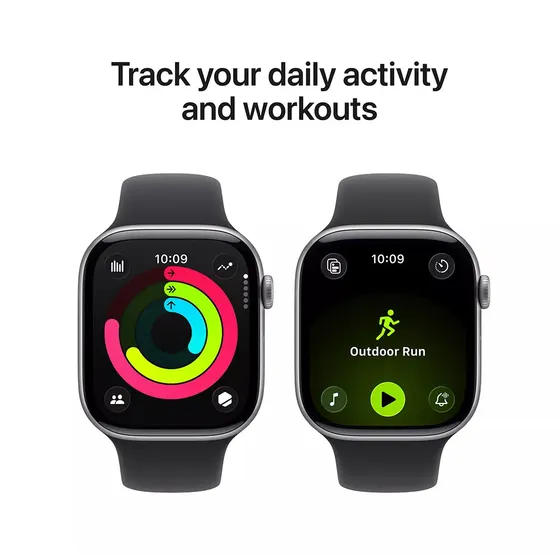 Apple Watch Series 11 GPS + Cellular 46mm Space Grey Aluminium Case met Black Sport Band - M/L Spacegrijs