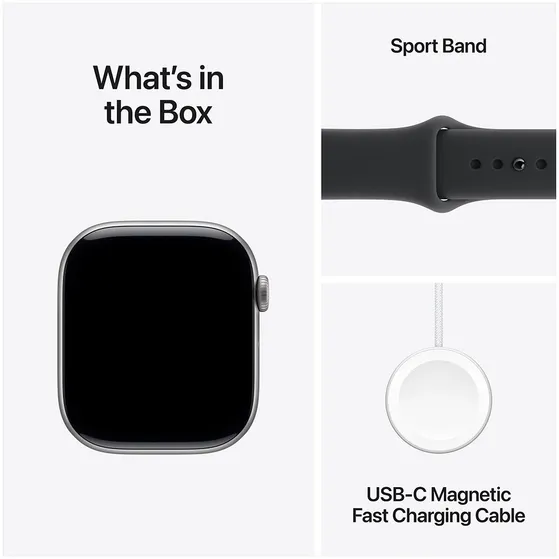 Apple Watch Series 11 GPS + Cellular 46mm Space Grey Aluminium Case met Black Sport Band - S/M Spacegrijs