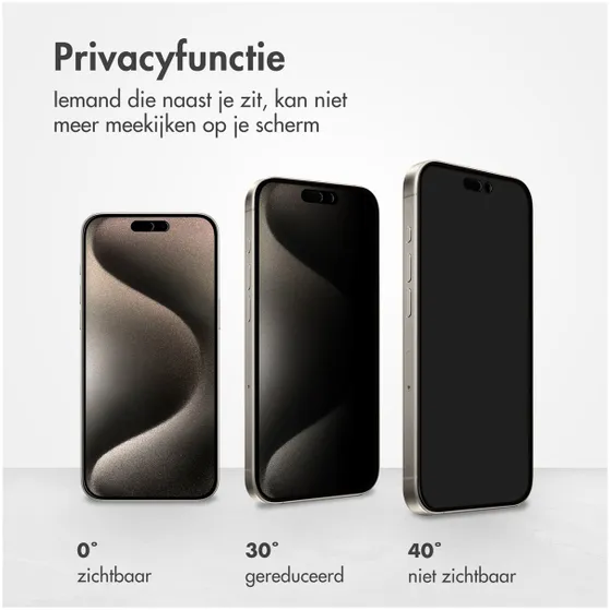 Accezz Gehard Glas Privacy Screenprotector iPhone 15 Pro Transparant