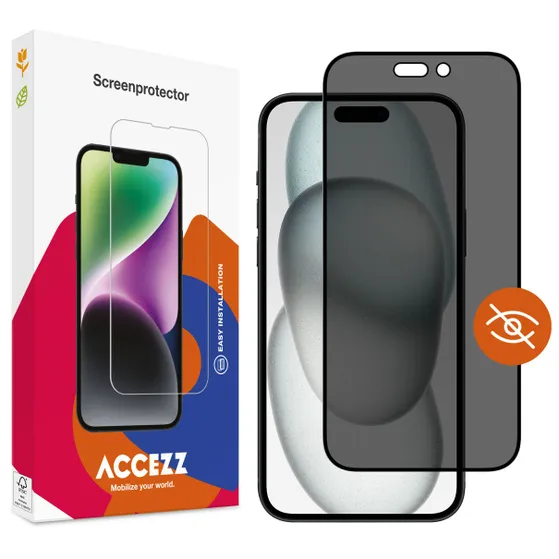 Accezz Gehard Glas Privacy Screenprotector iPhone 15 Transparant