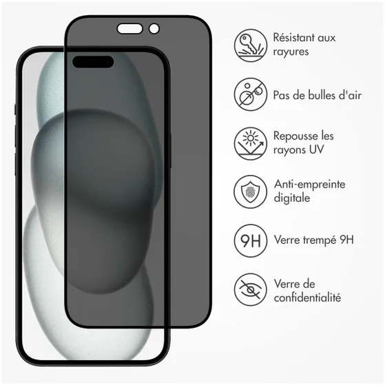 Accezz Gehard Glas Privacy Screenprotector iPhone 15 Transparant