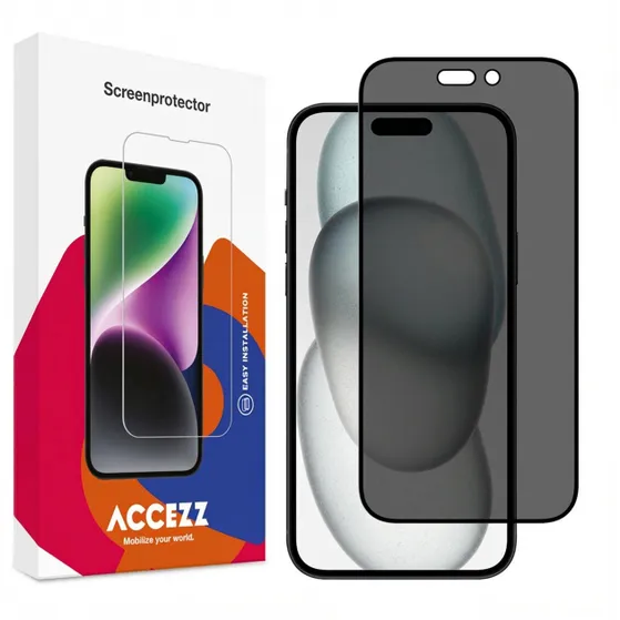 Accezz Gehard Glas Privacy Screenprotector iPhone 15 Transparant