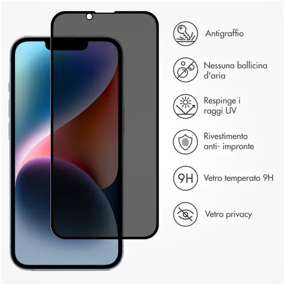 Accezz Gehard Glas Privacy Screenprotector iPhone 13 / 13 Pro / 14 Transparant