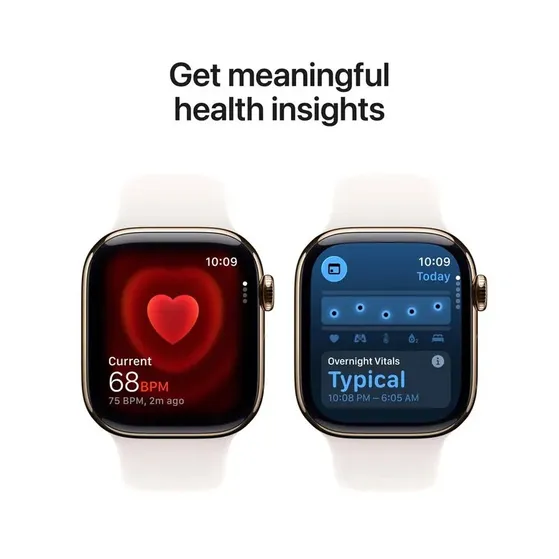 Apple Watch Series 11 GPS + Cellular 46mm Gold Titanium Case met Light Blush Sport Band - S/M Titanium