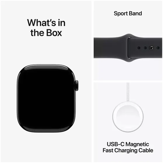 Apple Watch Series 11 GPS + Cellular 46mm Jet Black Aluminium Case met Black Sport Band - M/L Zwart
