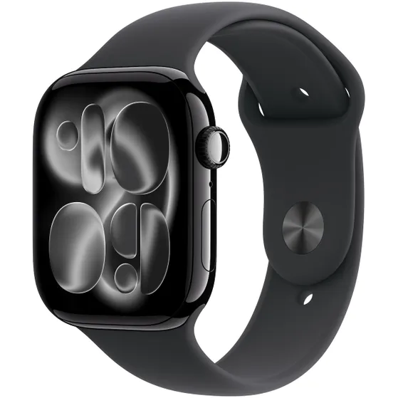 Apple Watch Series 11 GPS + Cellular 46mm Jet Black Aluminium Case met Black Sport Band - S/M Zwart