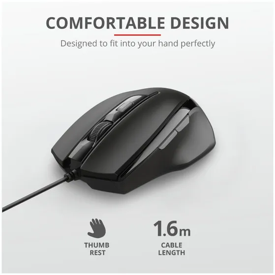 Trust Voca Comfortabele muis Zwart