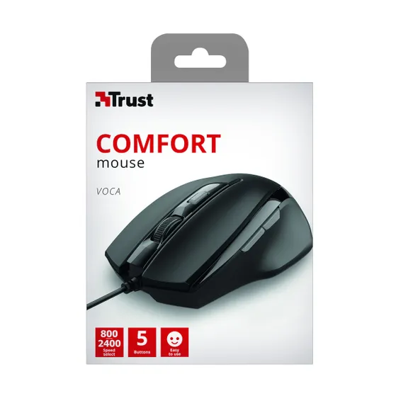 Trust Voca Comfortabele muis Zwart