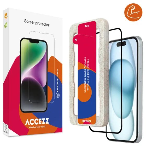 Accezz Triple Strong Full Cover Glas Screenprotector met applicator iPhone 15 Plus Transparant