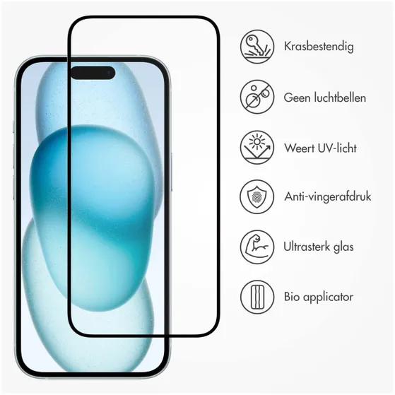 Accezz Triple Strong Full Cover Glas Screenprotector met applicator iPhone 15 Plus Transparant