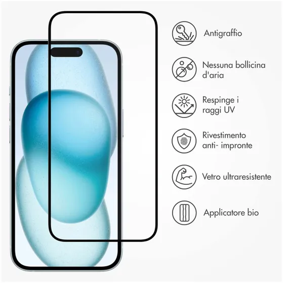 Accezz Triple Strong Full Cover Glas Screenprotector met applicator iPhone 15 Plus Transparant