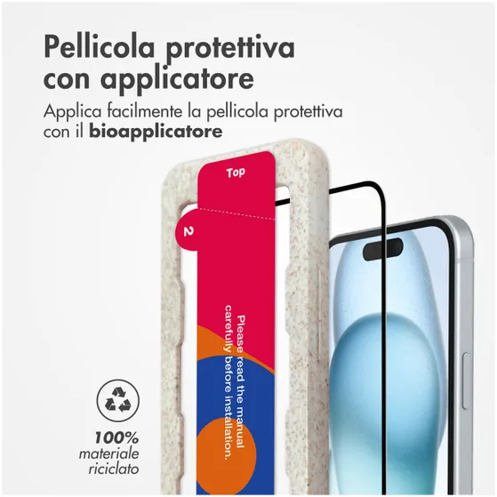 Accezz Triple Strong Full Cover Glas Screenprotector met applicator iPhone 15 Plus Transparant