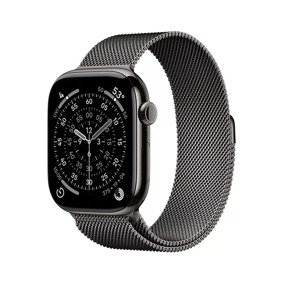 Apple Watch Series 11 GPS + Cellular 46mm Slate Titanium Case met Slate Milanese Loop - M/L Titanium
