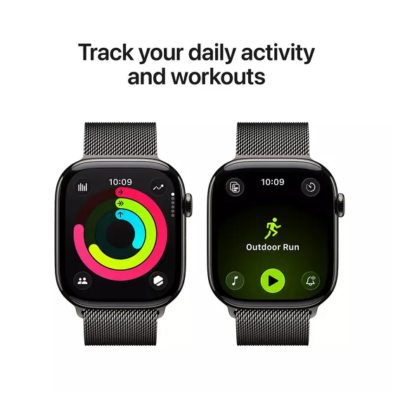 Apple Watch Series 11 GPS + Cellular 46mm Slate Titanium Case met Slate Milanese Loop - M/L Titanium