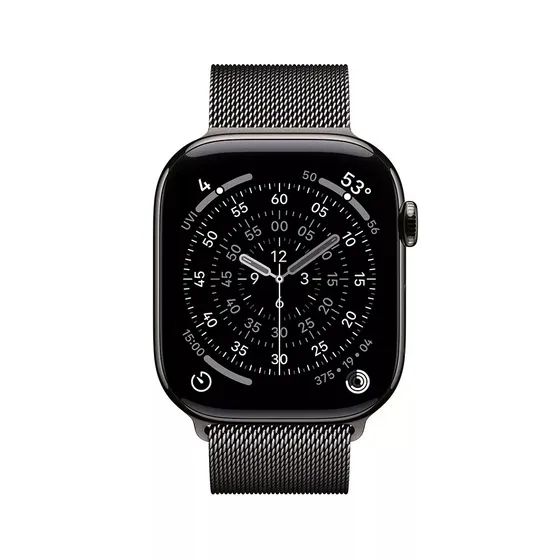 Apple Watch Series 11 GPS + Cellular 46mm Slate Titanium Case met Slate Milanese Loop - M/L Titanium