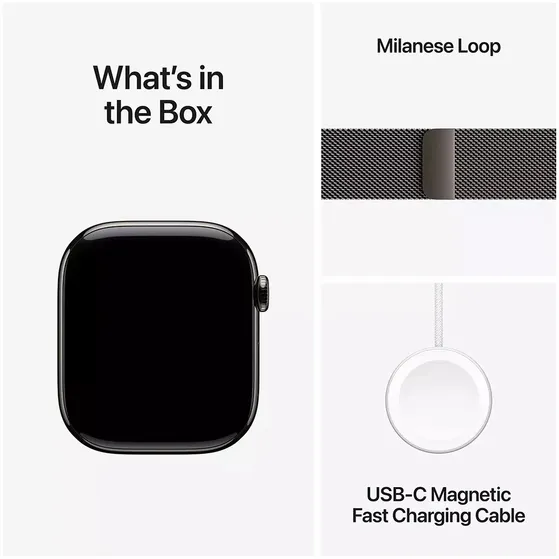 Apple Watch Series 11 GPS + Cellular 46mm Slate Titanium Case met Slate Milanese Loop - M/L Titanium