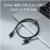 Anker 322 USB-A to USB-C Cable Nylon 1.8M Zwart