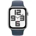 Apple Watch SE (2022) 4G 44mm Zilver Aluminium Sportband S/M Stormblauw