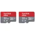 SanDisk MicroSDHC Ultra Android 32GB 120MB/s Class 10 A1 - 2pak