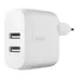 Belkin Dual USB Wall Charger + USB-A naar USB-C kabel - 24W Wit