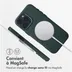 Accezz MagSafe Leather Backcover voor iPhone 16 Pro Max Donkergroen