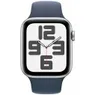 Apple Watch SE (2022) 44mm Zilver Aluminium Sportband M/L Stormblauw