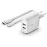 Belkin Dual USB-A Wall Charger w/ 1M PVC A-C, 24W Wit