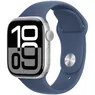 Apple Watch Series 10 GPS 42mm Aluminium Case met Denim Sport Band - M/L Zilver