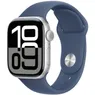 Apple Watch Series 10 GPS 46mm Aluminium Case met Denim Sport Band - S/M Zilver