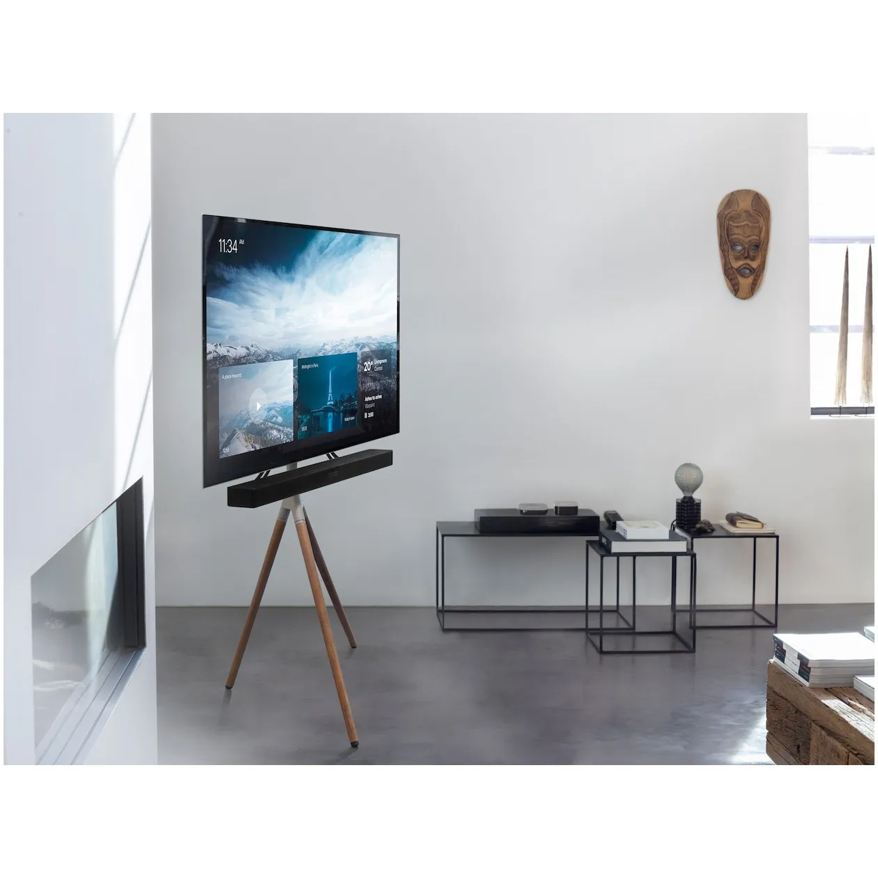 Hanah Home Stijlvolle tv-standaard, walnoot & zwart, 90 x 35 x 36,8 cm