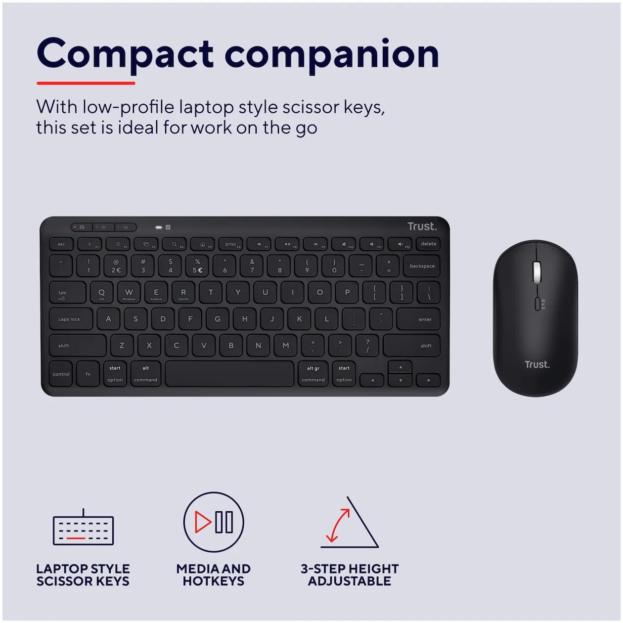 Rapoo 9900M draadloze toetsenbord-muisset, Bluetooth en draadloos (2,4