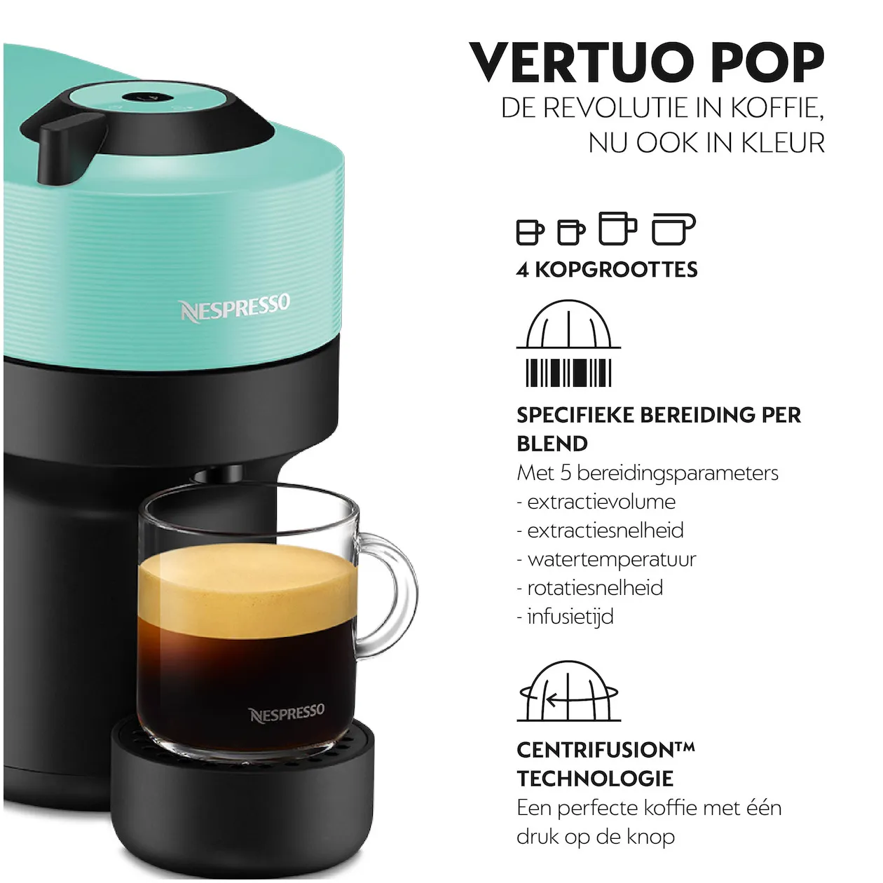 Machine à Café Krups Nespresso Vertuo Pop YY8889FD – Blanche – 1260W – 0.56L – Neuve