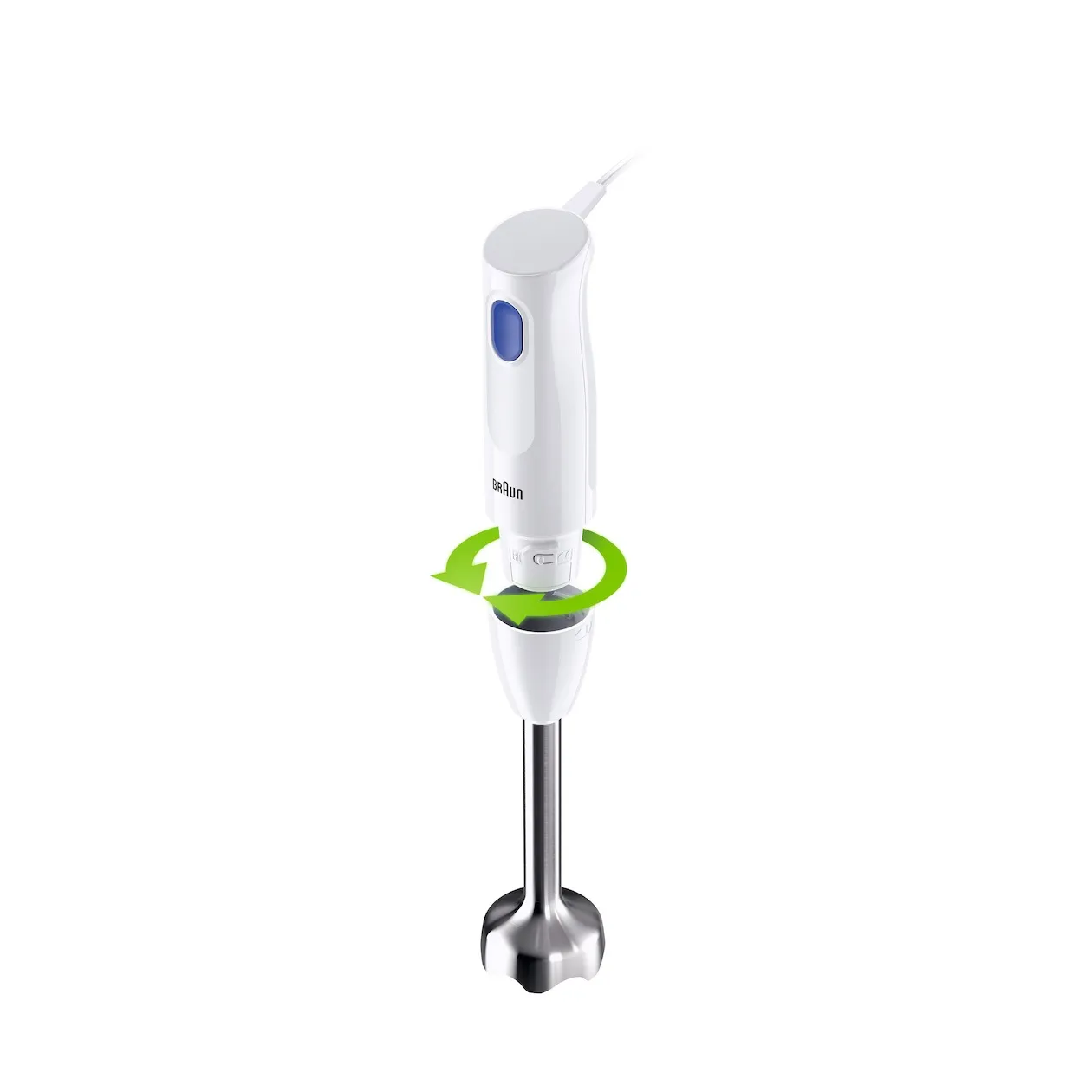 Braun Staafmixer MQ20.001M - MultiQuick 2 Staafmixer met roestvrijstalen mixvoet, voor sauzen, smoothies en nog veel meer, 2 snelheden, incl. 600 ml mix- en maatbeker, 600 W, wit