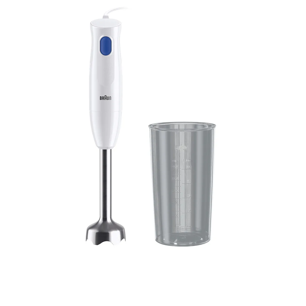 Braun MultiQuick 1 MQ10.202M Staafmixer, 1 snelheid, EasyTwist Systeem, 450 watt, inclusief 3 accessoires - Wit/Blauw