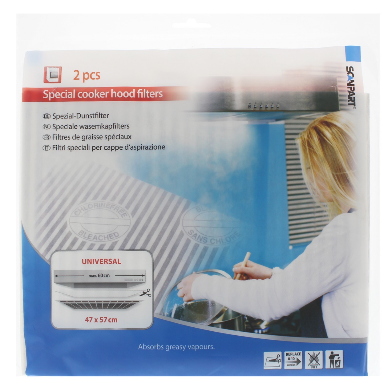 Scanpart afzuigkapfilter set 47x57cm plat Afzuigkap accessoire