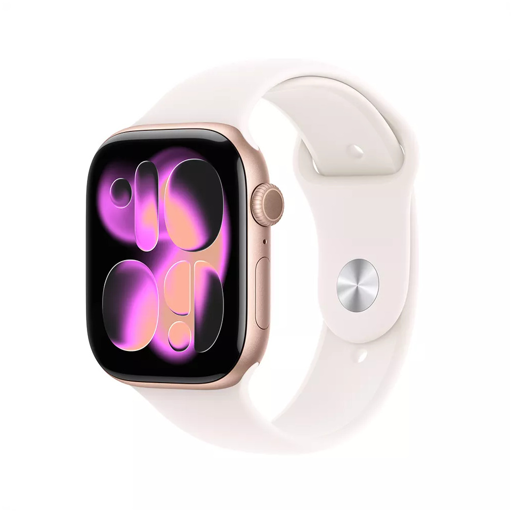Apple Watch Series 11 GPS 46mm Rose Gold Aluminium Case met Light Blush Sport Band - S/M Smartwatch Roze