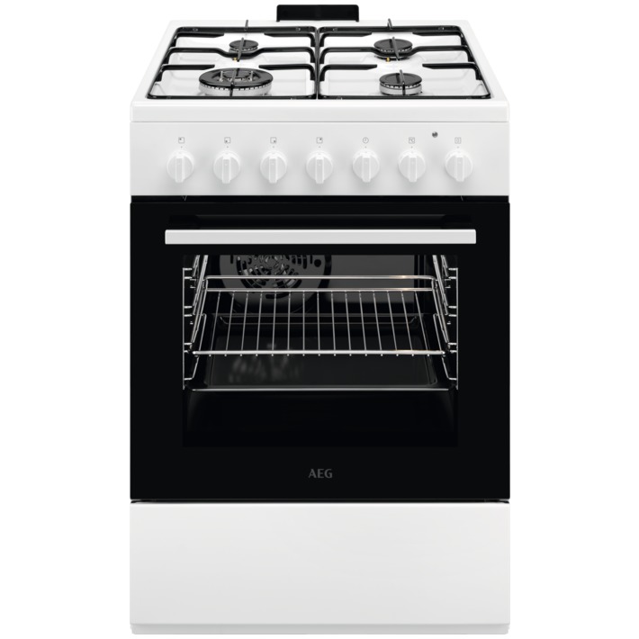 AEG CKB64101BW fornuis 4-pits gas fornuizen - kleur wit zuinig energieklasse A - 60 cm breed gasfornuis | .