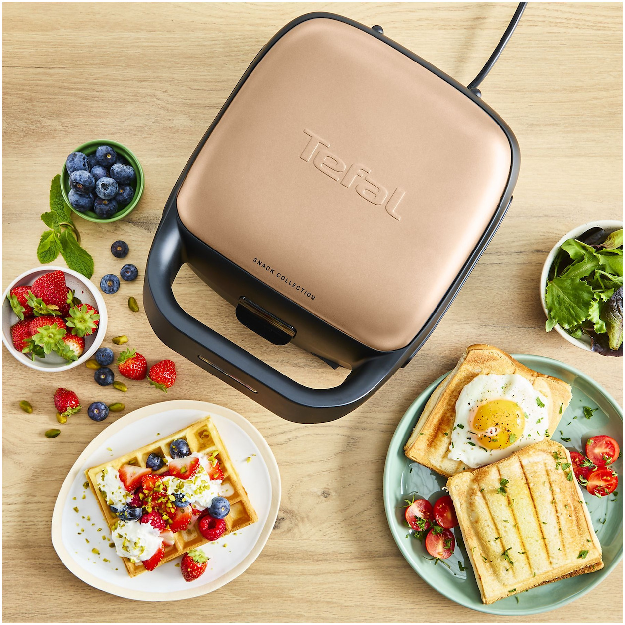 Tefal Snack Collection, Appareil à gaufre et croque-monsieur, 20jeux de plaques disponibles, Recettes sucrées et salées, Bleu, SW8674F0