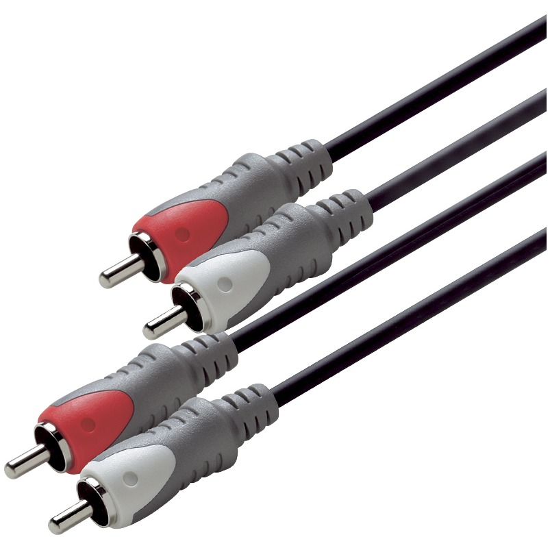 Scanpart aansluitkabel 2tulp(M)-(M) 2,5m Luidspreker kabel Zwart