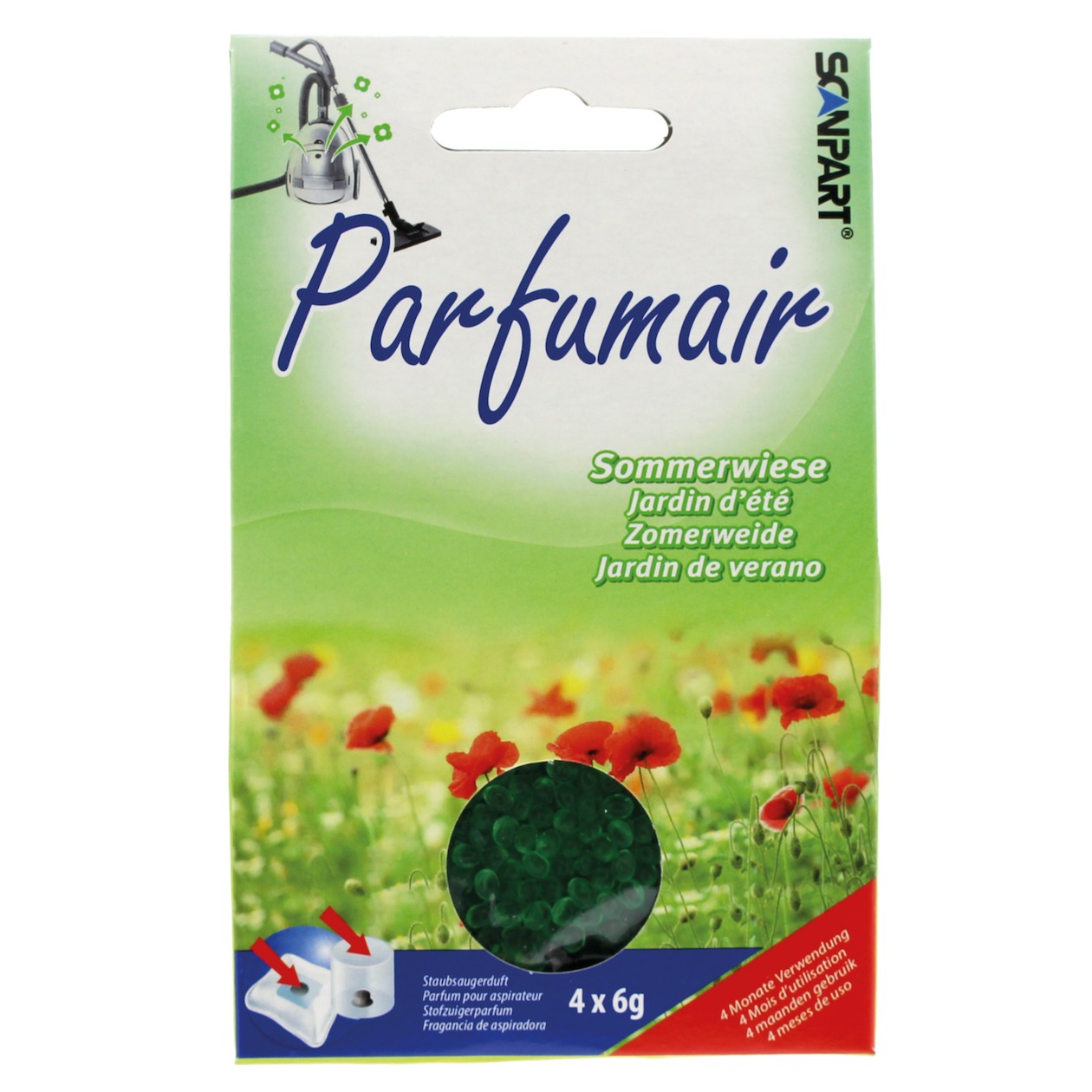 Scanpart Parfumair geurparels zomerweide 4x6g Stofzuiger accessoire Groen