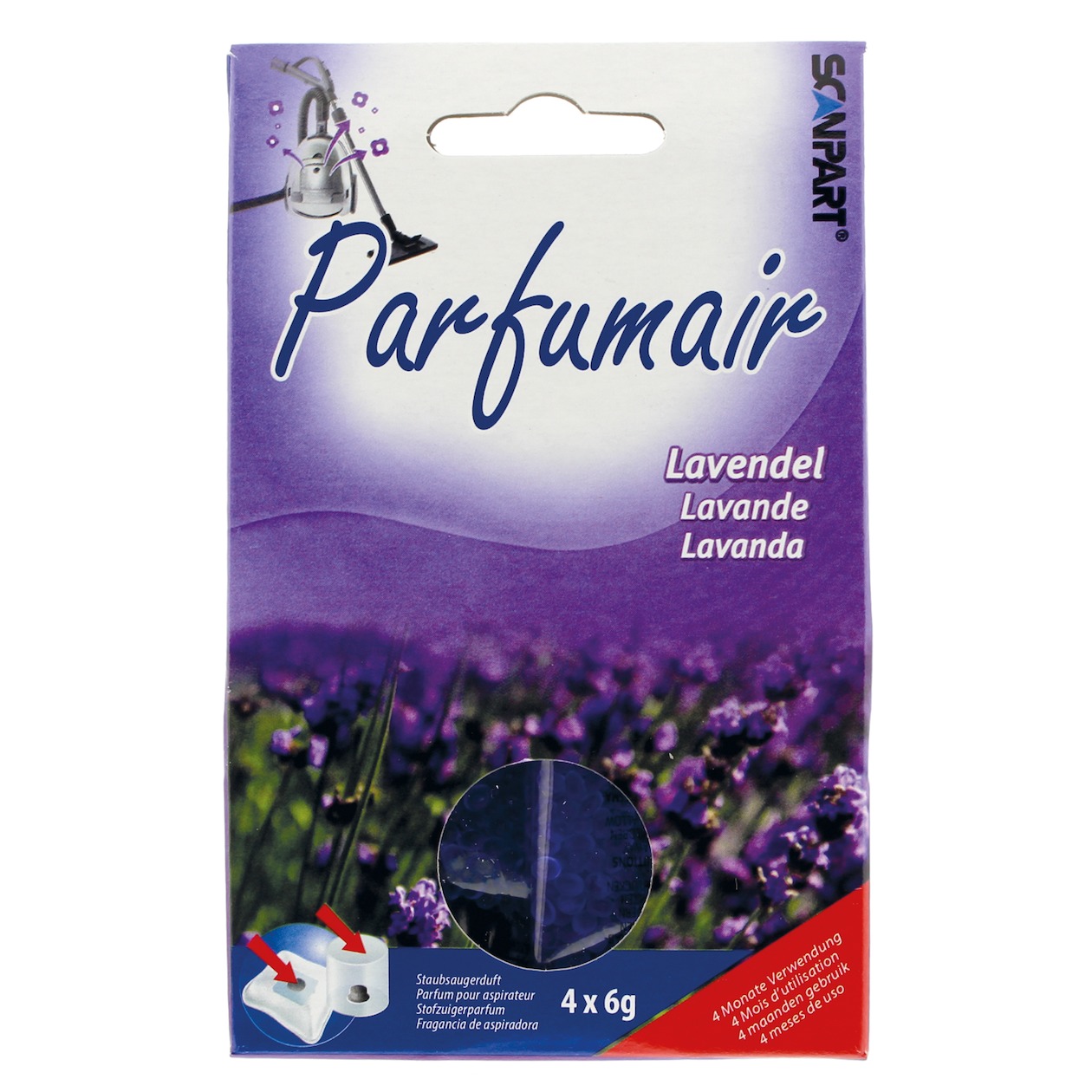 Scanpart Parfumair geurparels lavendel 4x6g Stofzuiger accessoire Paars