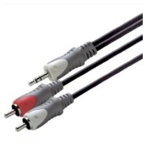 Scanpart audio kabel 3.5mm jack - 2xRCA 1,5m Mini jack kabel Zwart