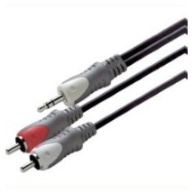 Scanpart audio kabel 3.5mm jack - 2xRCA 3,0m Mini jack kabel Zwart afbeelding