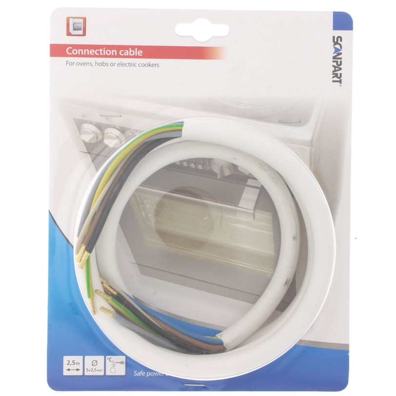 Scanpart oven aansluitkabel 5x2.50mm 2,5m Inbouw accessoire Wit afbeelding